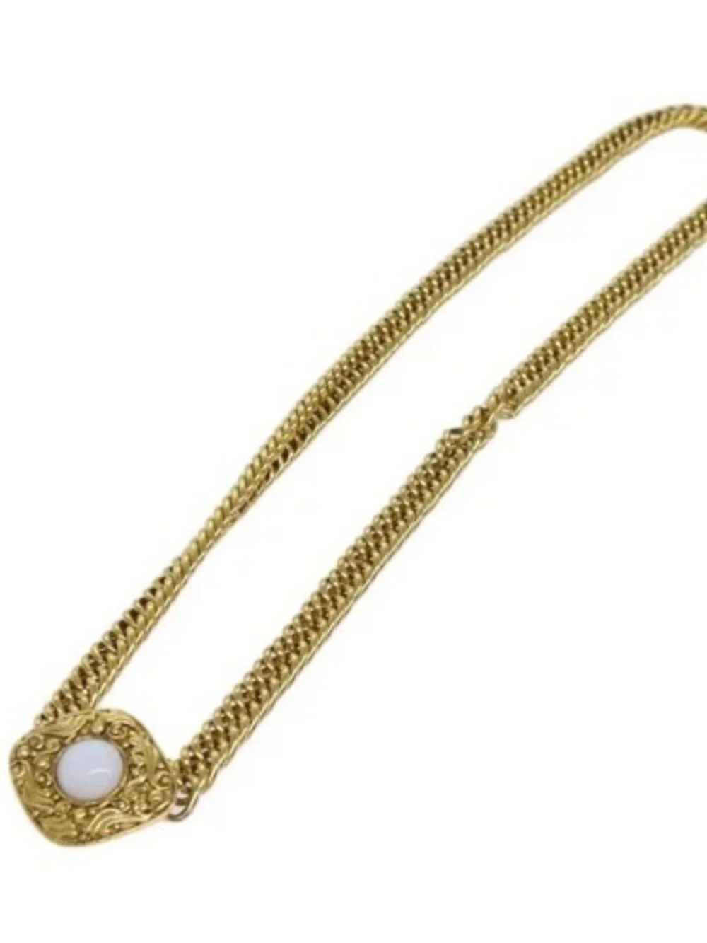 CHANEL Chain Pearl Belt metal Gold CC Auth bs13679
